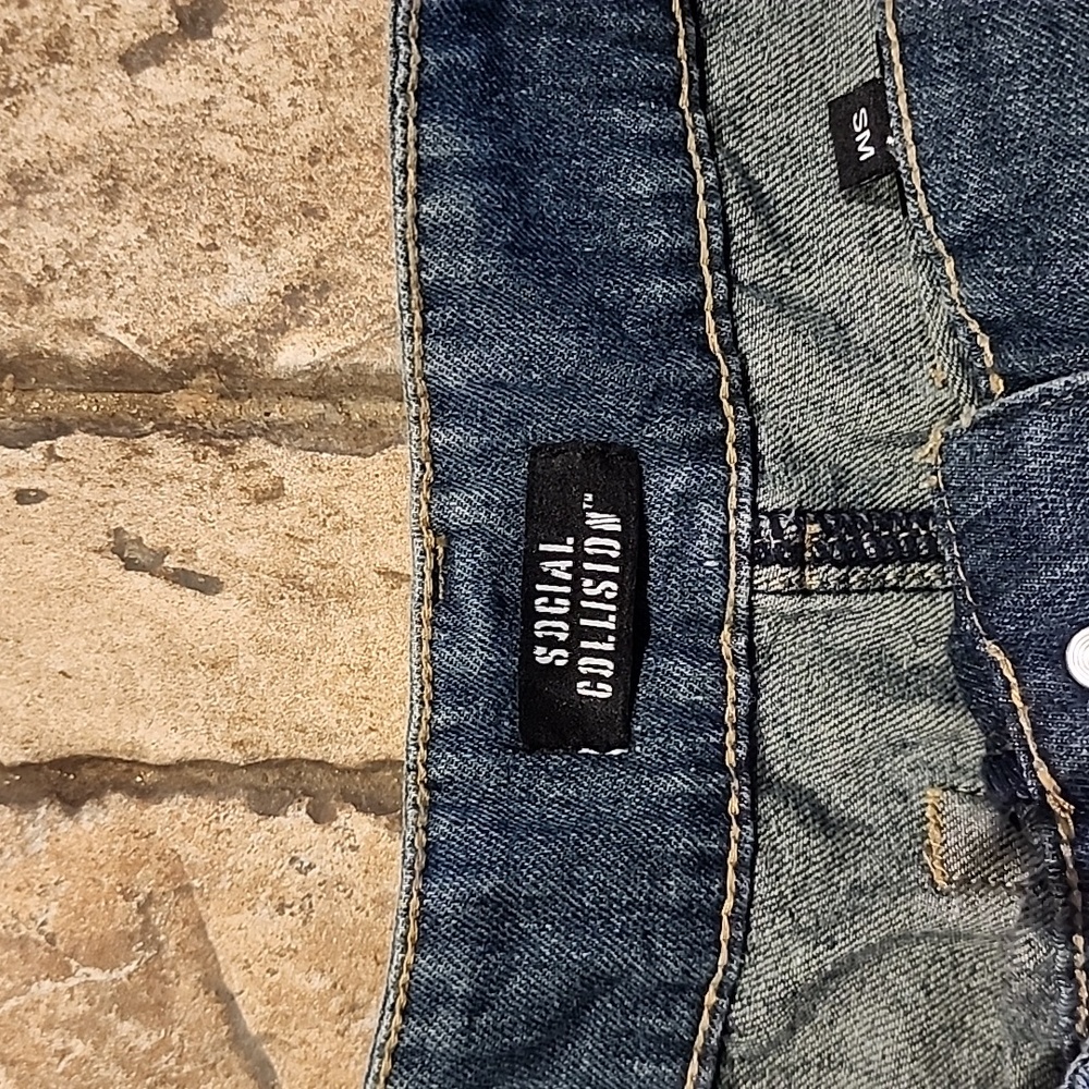 NWT Social Collision Denim Ruffled Mini Skirt - Picture 3 of 6
